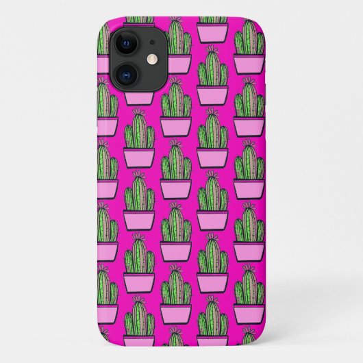 Cute Cactus Pink Pot Pattern op Roze Case-Mate iPhone Case (Achterkant)