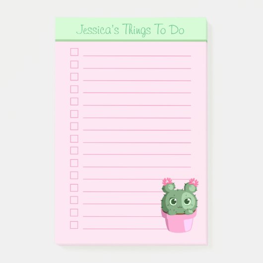 Cute Cactus Plant op persoonlijke titel Post-it® Notes (Voorkant)