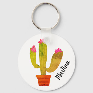 Cute cactus plant sleutelhanger met aangepaste naa