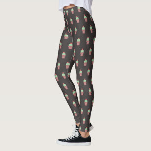 Cute Cactus Pot Plant Blooming Botanisch Patroon Leggings