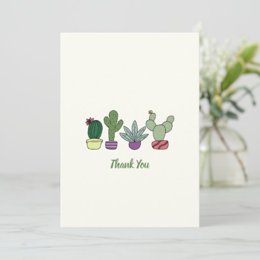 Cute Cactus Potential Planten Hartelijk dank Bedankkaart (Staand voorkant)