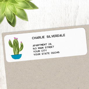 Cute Cactus Return Address Etiket