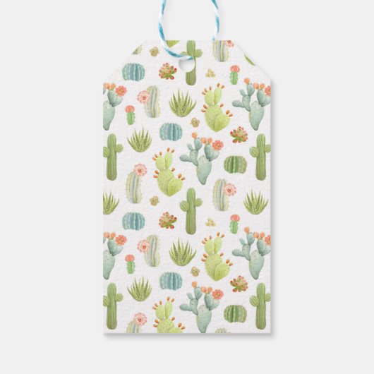 Cute Cactus Standing Pattern Cadeaulabel (Achterkant)