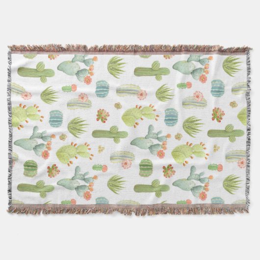 Cute Cactus Standing Pattern Deken (Voorkant)