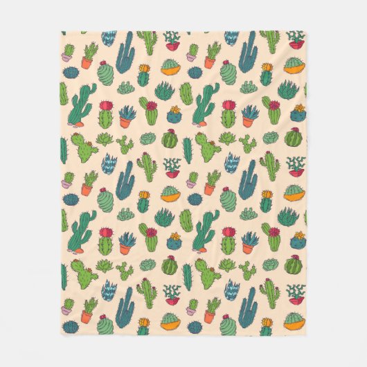 Cute Cactus Standing Pattern Fleece Deken (Voorkant)