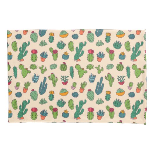 Cute Cactus Standing Pattern Kussensloop (Voorkant-Links)