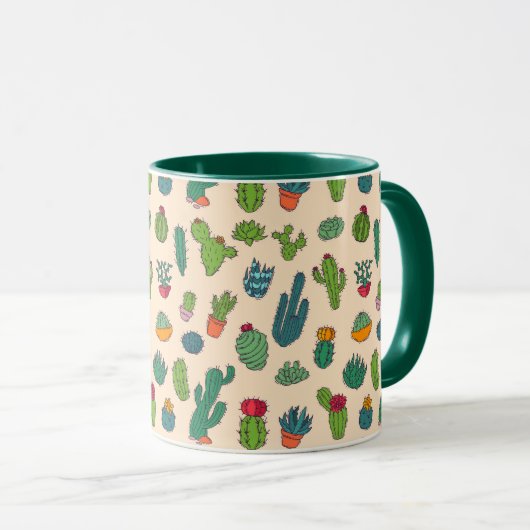 Cute Cactus Standing Pattern Mok (Voorkant rechts)
