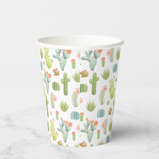 Cute Cactus Standing Pattern Papieren Bekers (Rechts)