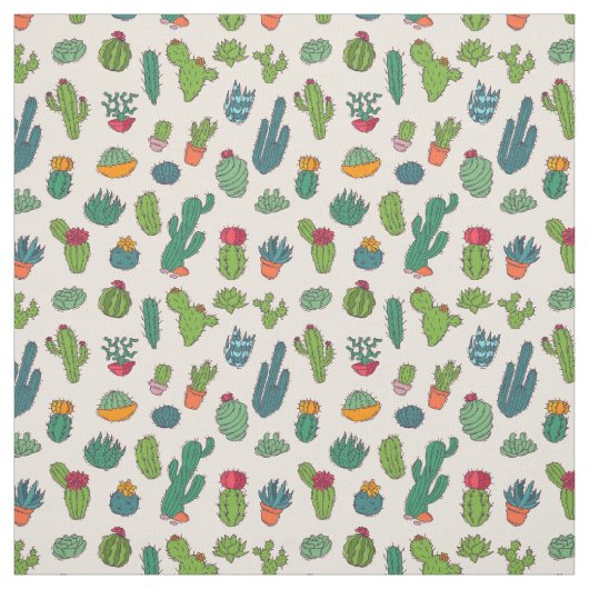 Cute Cactus Standing Pattern Stof (Swatch)