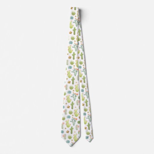 Cute Cactus Standing Pattern Stropdas (Voorkant)