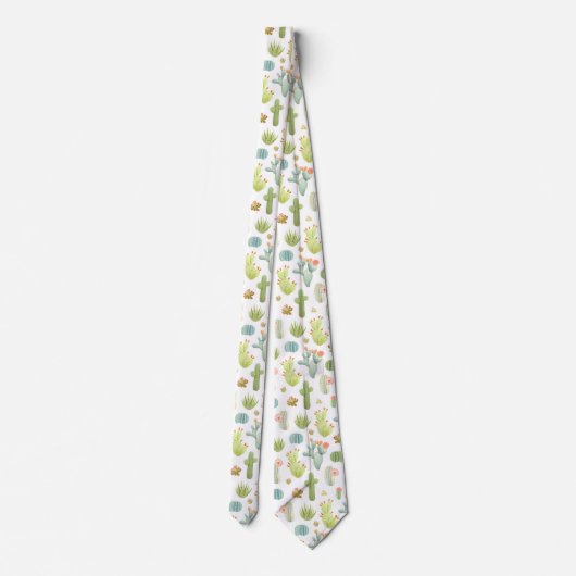 Cute Cactus Standing Pattern Stropdas (Achterkant)