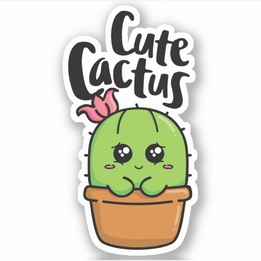 Cute cactus sticker (Voorkant)