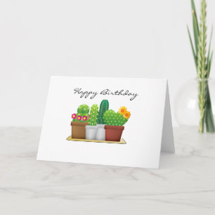 Cute Cactus/Succulent Garden Happy Birthday Kaart
