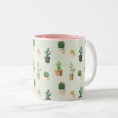 Cute Cactus Succulent Plant Pattern Pink Green Mok (Voorkant rechts)