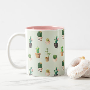 Cute Cactus Succulent Plant Pattern Pink Green Mok