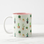 Cute Cactus Succulent Plant Pattern Pink Green Mok (Links)