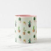 Cute Cactus Succulent Plant Pattern Pink Green Mok (Center)