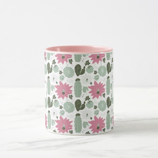 Cute Cactus Succulents Pattern met Name Mok (Midden)