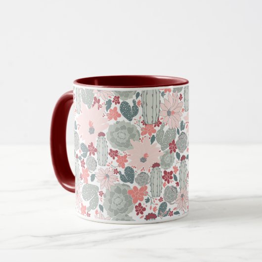 Cute Cactus Succulents Pattern Mok (Voorkant links)
