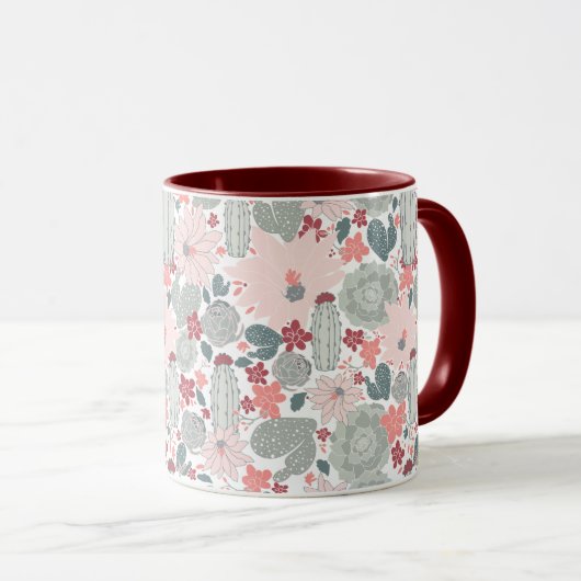 Cute Cactus Succulents Pattern Mok (Voorkant rechts)