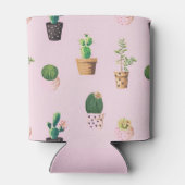 Cute Cactus Succulents Pattern on Pink Foam Blikjeskoeler (Achterkant)