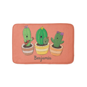 Cute cactus trio singing cartoon illustratie badmat