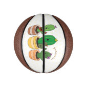Cute cactus trio singing cartoon illustratie basketbal (Verticaal)