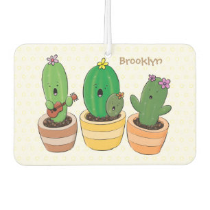 Cute cactus trio singing cartoon illustratie luchtverfrisser