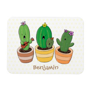 Cute cactus trio singing cartoon illustratie magneet