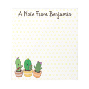Cute cactus trio singing cartoon illustratie notitieblok