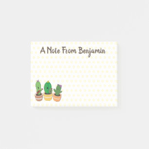 Cute cactus trio singing cartoon illustratie post-it® notes