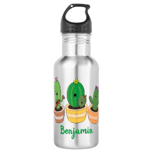 Cute cactus trio singing cartoon illustratie waterfles