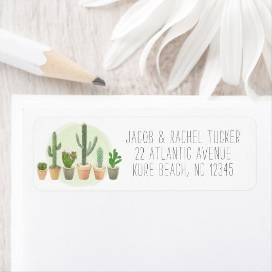 Cute Cactus Waterverf Succulent Pots Label (Insitu)