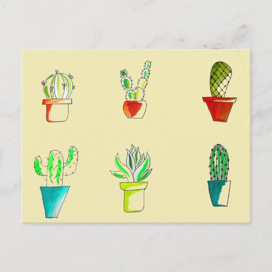 Cute cactus-woestijnillustratie briefkaart (Voorkant)