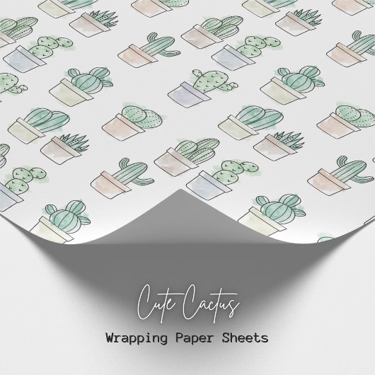 Cute Cactus Wrapping Paper Cadeaupapier