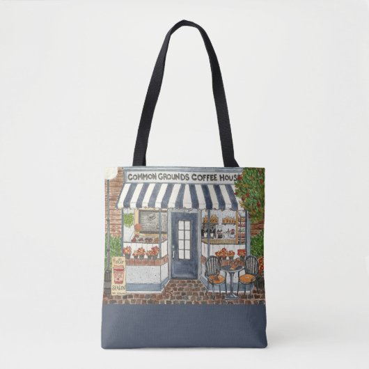 Cute Café House Storefront Watercolor Sac fourre-t (Devant)