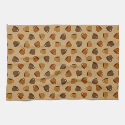 Cute Café Tasses Serviette de cuisine (Horizontal)