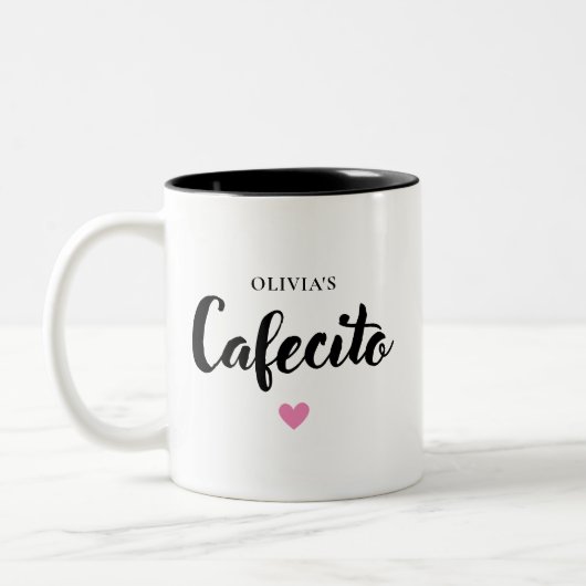 Cute Cafecito Personnalisé Script Mug (Gauche)
