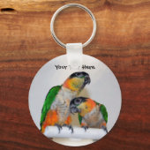 Cute Caique Parrot Pair Animal Sleutelhanger (Voorkant)