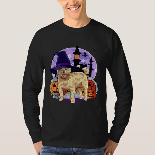 Cute Cairn Terrier Halloween Witch Pumpkin T-shirt (Voorkant)