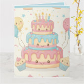 Cute Cake and Cupcakes Kaart (Gele Bloem)