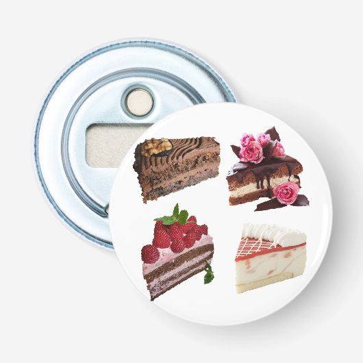 Cute Cake Lovers Desserts Quirky Button Flesopener (Voorkant)