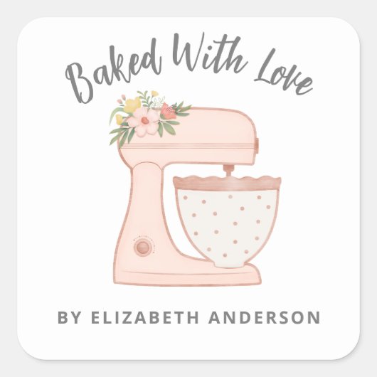 Cute Cake Mixer met liefdesplein Sticker (Voorkant)