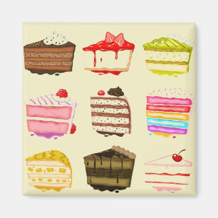 Cute cake verjaardagstaart met kleurrijke crème magneet