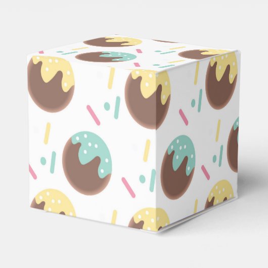 Cute Cakepop Balls First Birthday Frosting Bedankdoosjes (Achterkant)