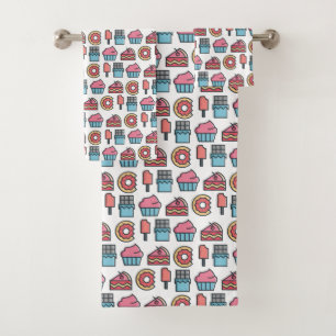 Cute Cakes and Desserts Pattern Bad Handdoek