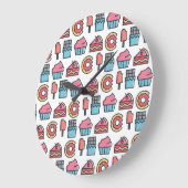 Cute Cakes and Desserts Pattern Grote Klok (Hoek)