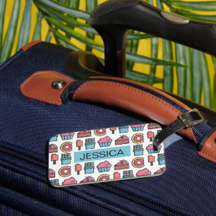 Cute Cakes and Desserts Pattern Personalized Bagagelabel