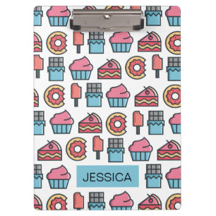 Cute Cakes and Desserts Pattern Personalized Klembord