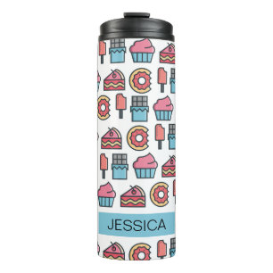 Cute Cakes and Desserts Pattern Personalized Thermosbeker